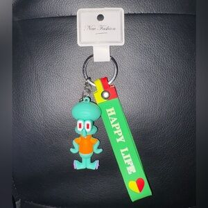 New Fashion Colorful Squidward Keychain with Happy Life Tag New